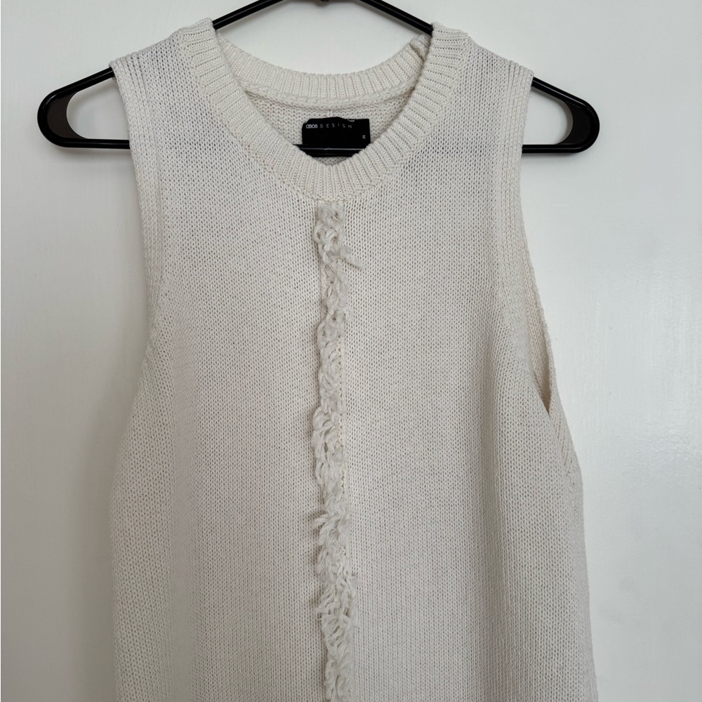 ASOS design white fringe maxi dress